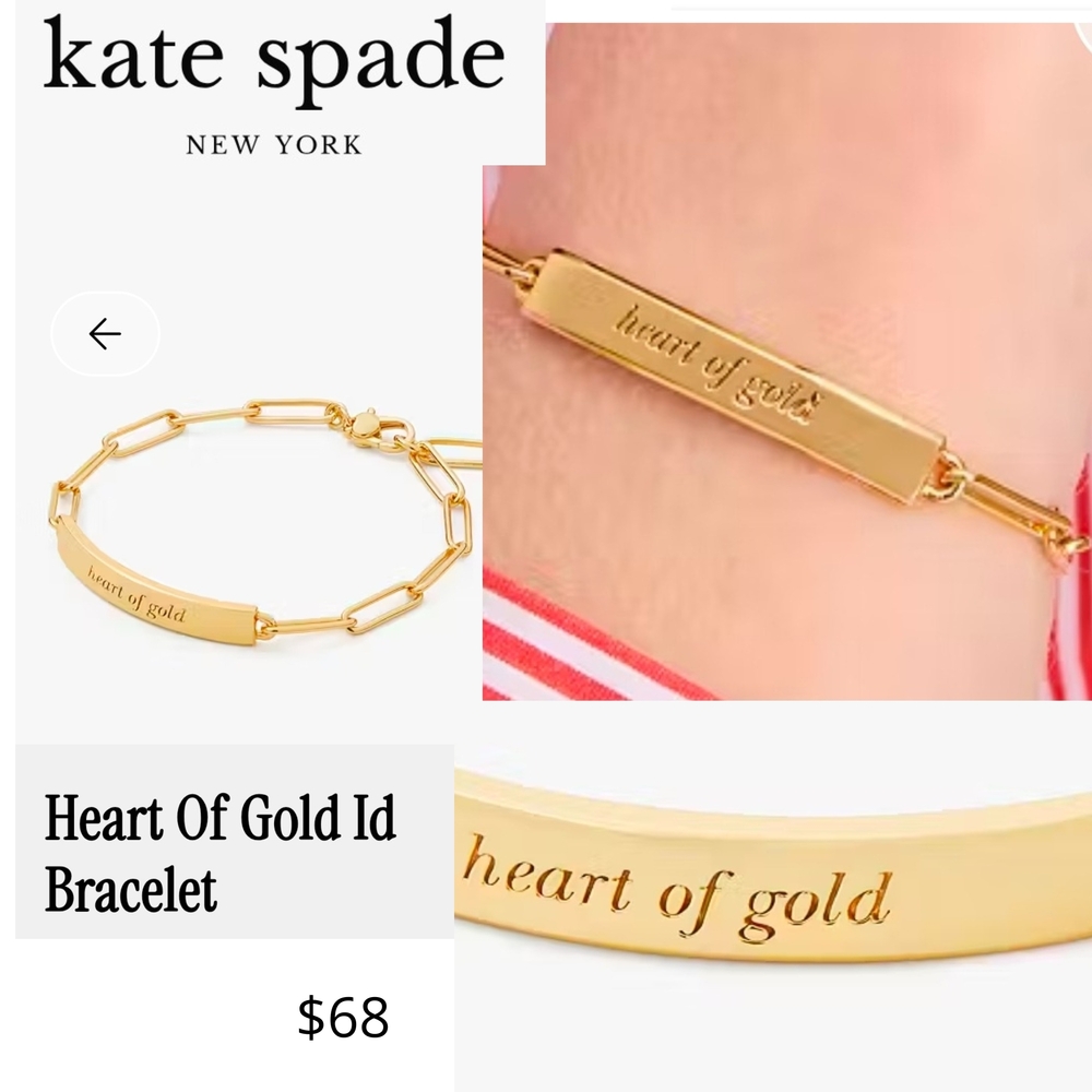 Kate Spade Gold ID Bracelet - Heart of Gold.  Without Box. #286